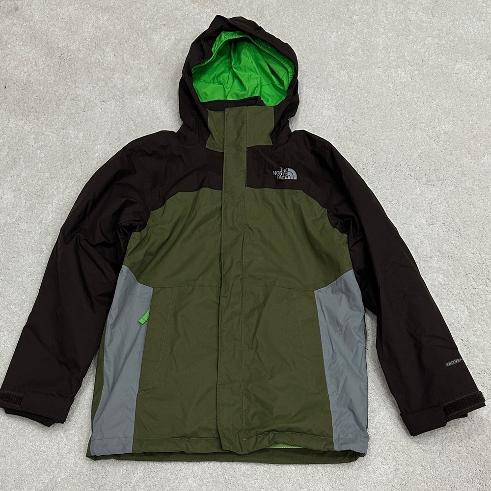 The North Face Kids Olive and Charcoal Puffer Jacket